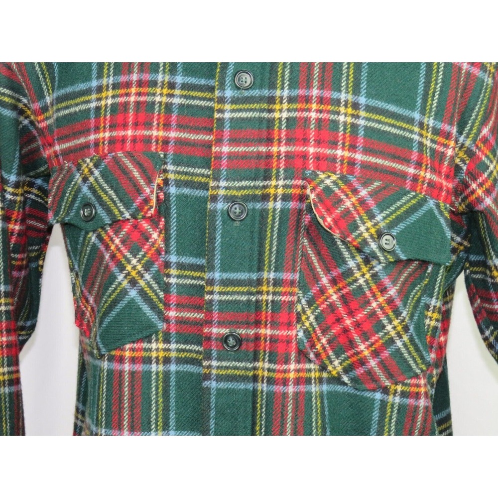 Men's Vintage WOOLRICH Long Sleeved Plaid Wool Blend Button Up Shirt‎ Large - Picture 4 of 8